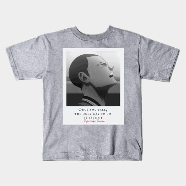 Ryu Tanaka Quote from Anime Volleyball Kids T-Shirt by RareLoot19